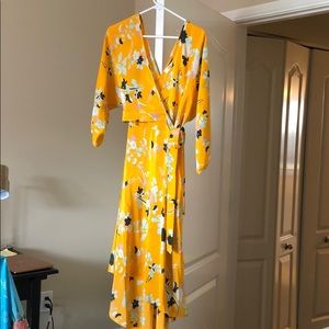Yellow floral Diane von Furstenberg wrap dress